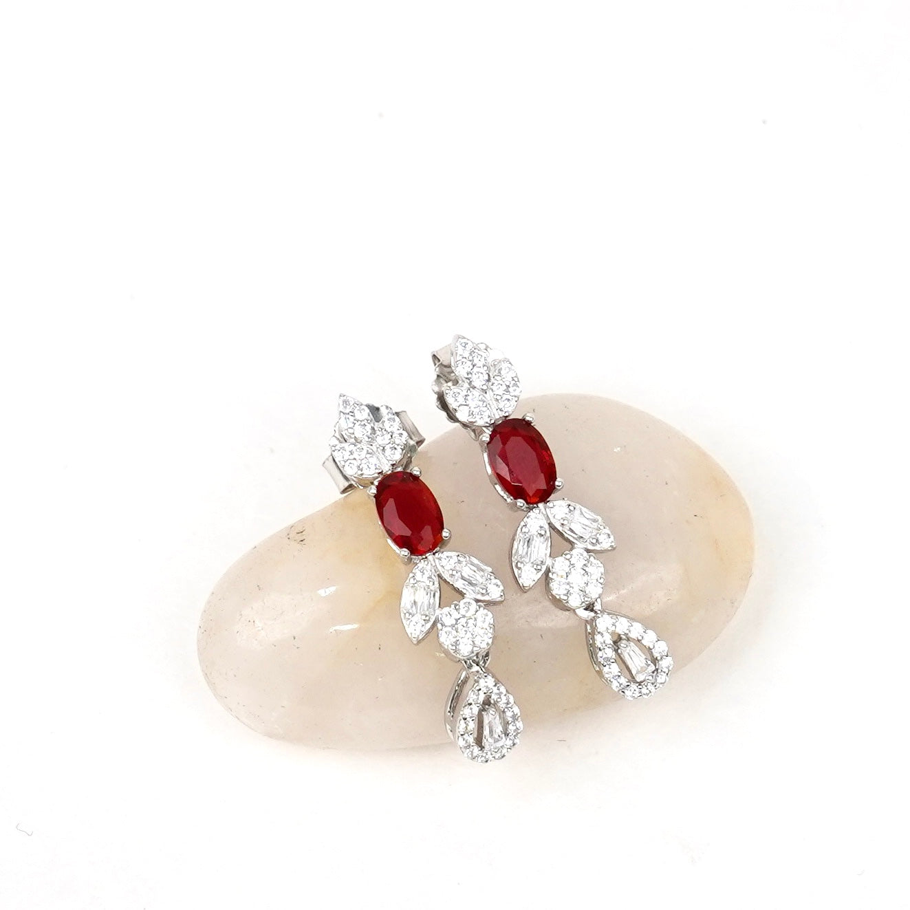 Parure en Argent et Pierres Rouges Brillantes