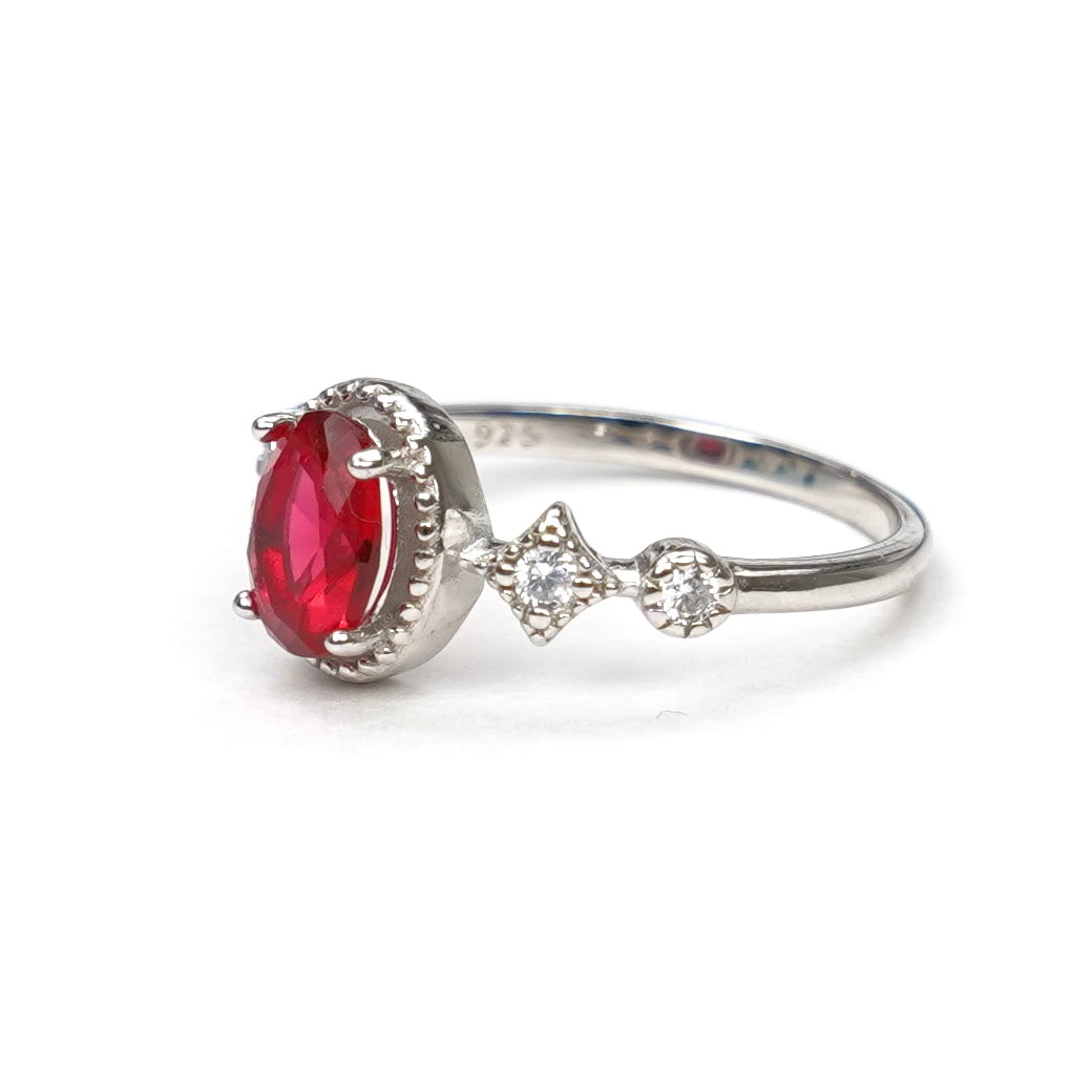 Bague en argent 925 avec pierre rubis rose – Design élégant